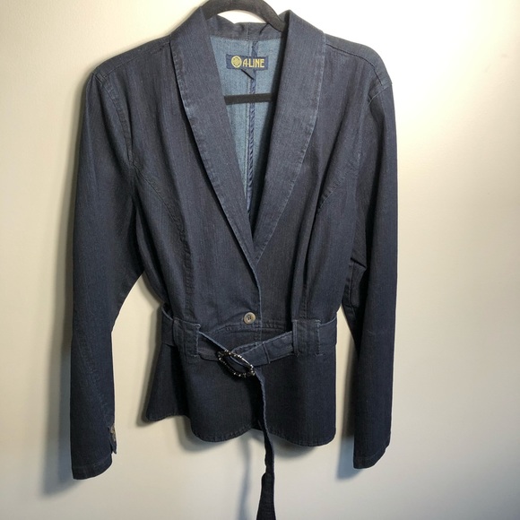 Cute A-Line dark blue jeans jacket - Picture 1 of 9